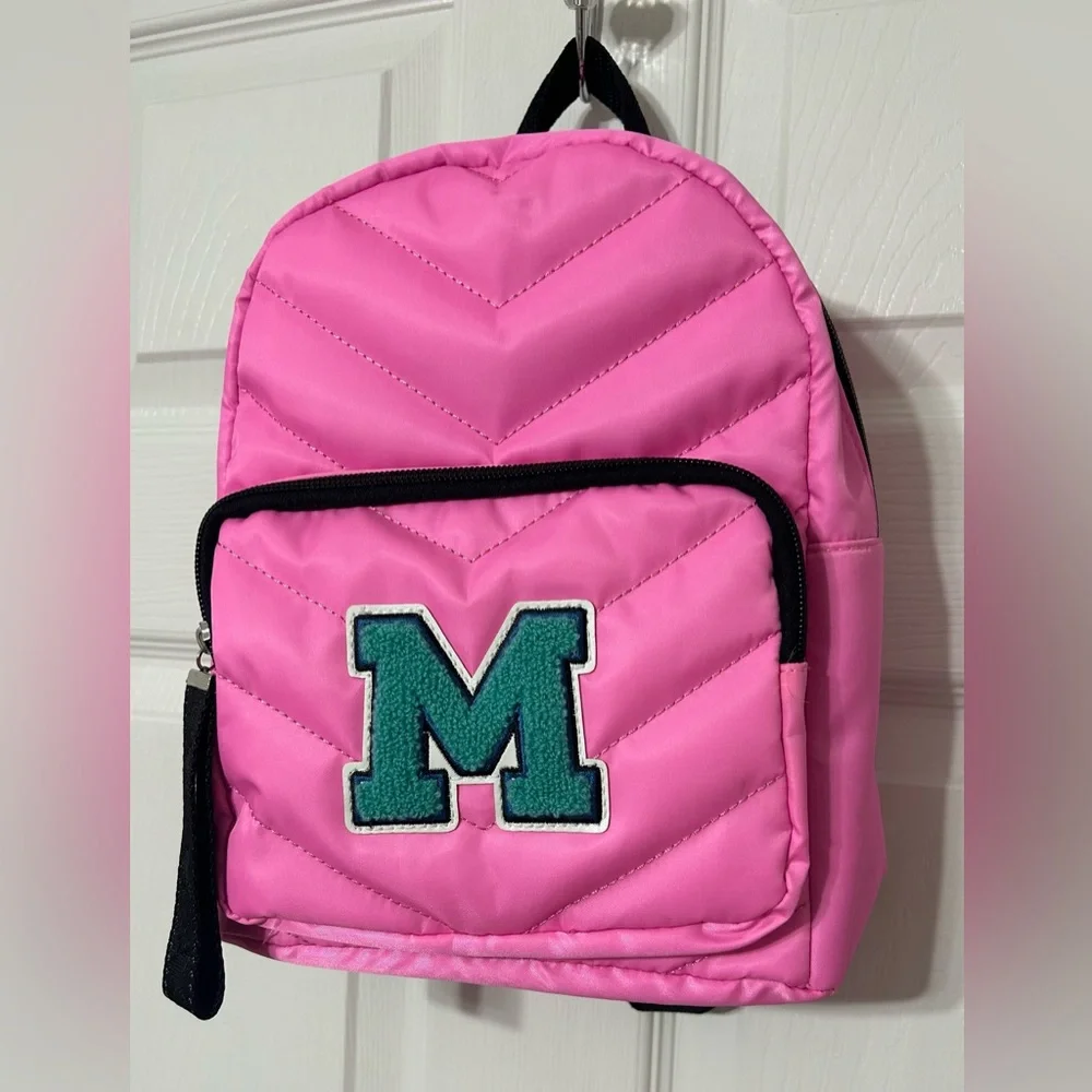 Claire’s Mini Backpack Purse Initial “M” Pink 11” NWT